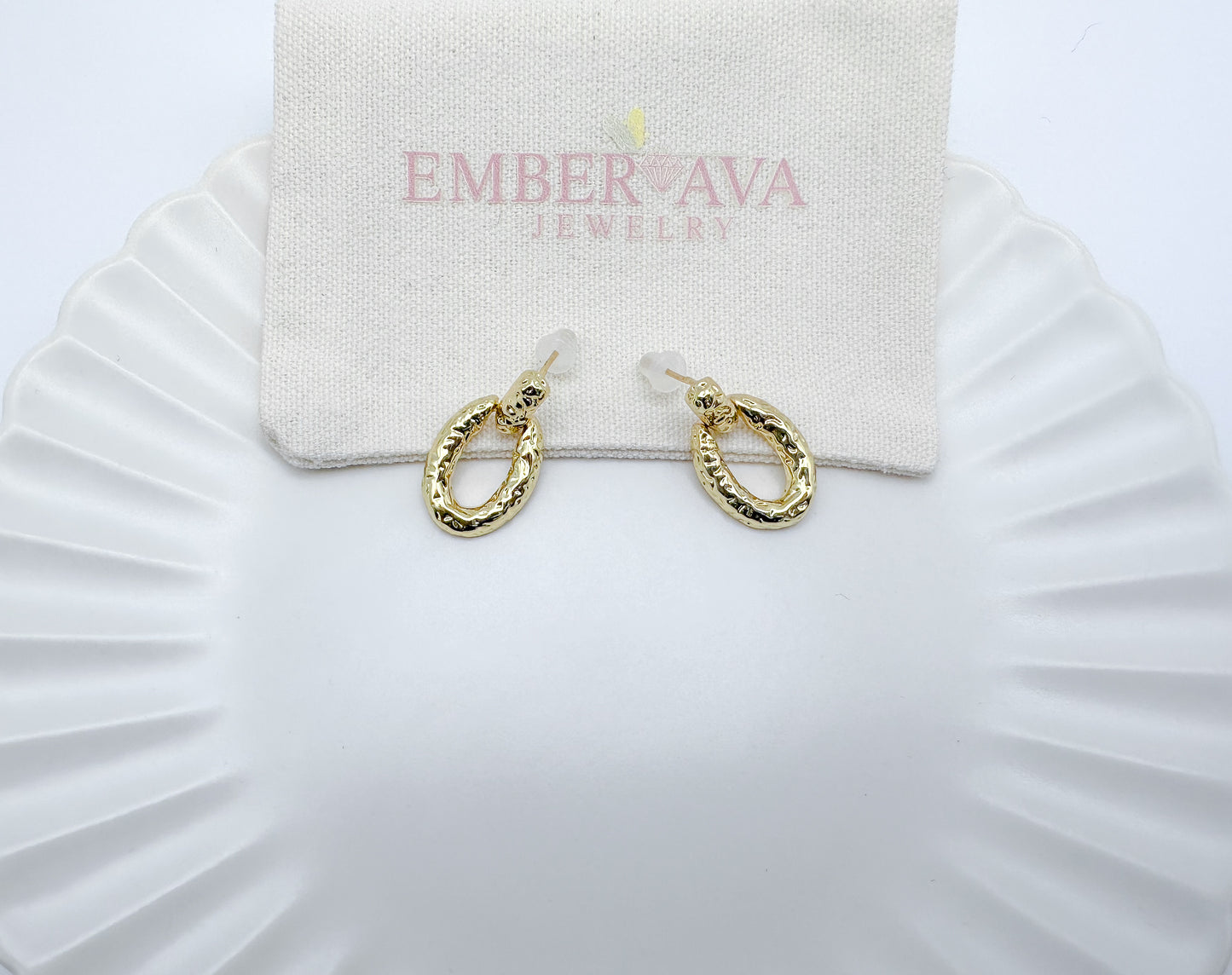 Vintage Baroque 18K Gold-Plated Oval Pendant Earrings