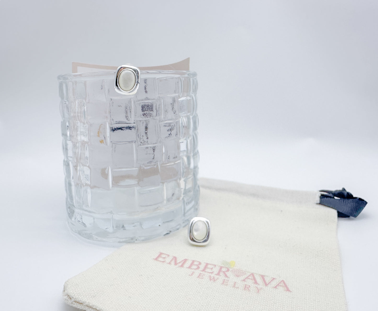 Silver Square Mother-of-Pearl Stud Earrings