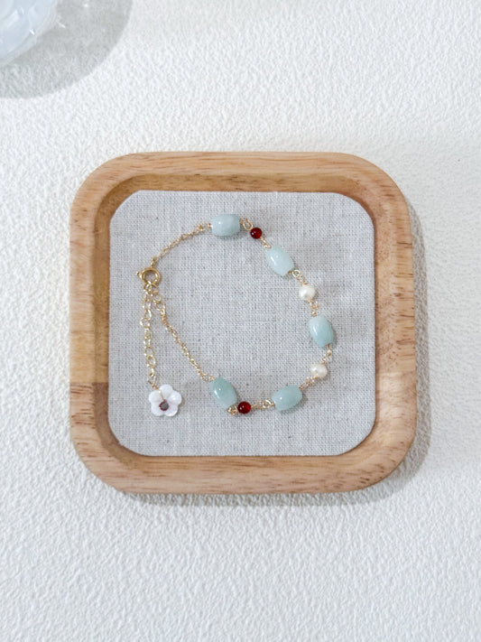 Jade Bracelet with Flower Pendant