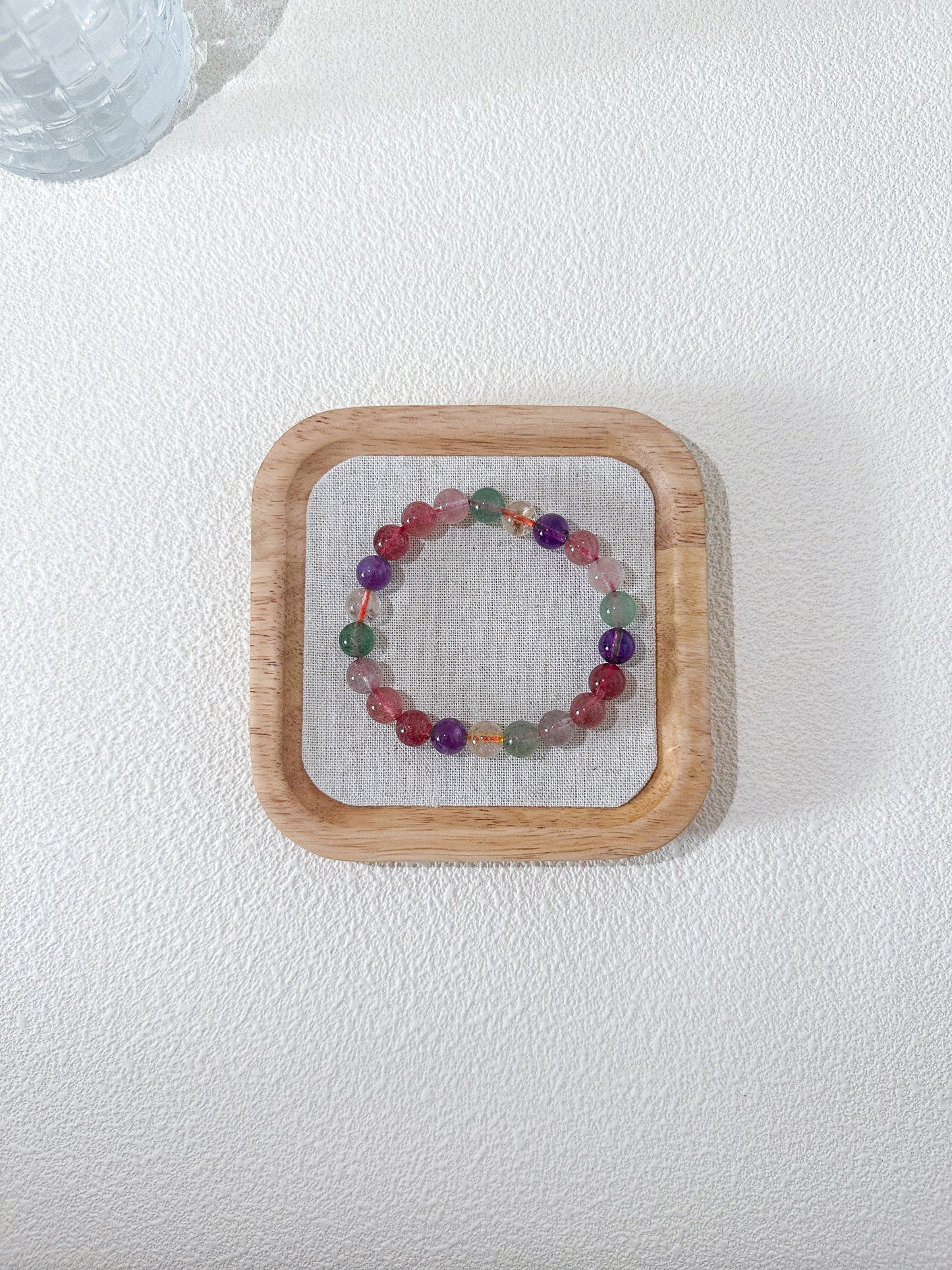 Strawberry Quartz, Amethyst, and Citrine Bead Gemstone Bracelet