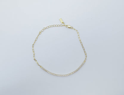 S925 Sterling Silver Bracelet with 3A Zirconia – 14K Gold-Plated
