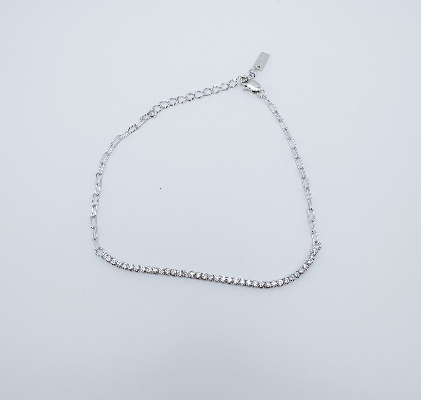 Rhodium-Plated S925 Sterling Silver Bracelet with 3A Zirconia