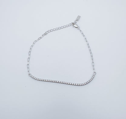 Rhodium-Plated S925 Sterling Silver Bracelet with 3A Zirconia