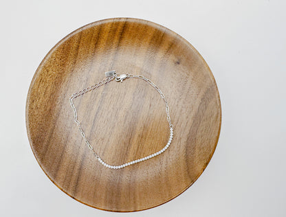 Rhodium-Plated S925 Sterling Silver Bracelet with 3A Zirconia