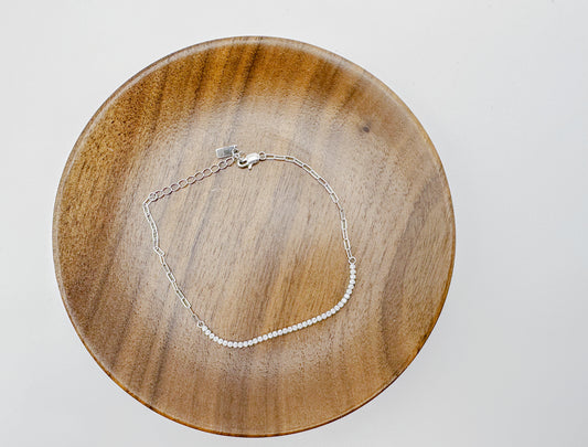 Rhodium-Plated S925 Sterling Silver Bracelet with 3A Zirconia