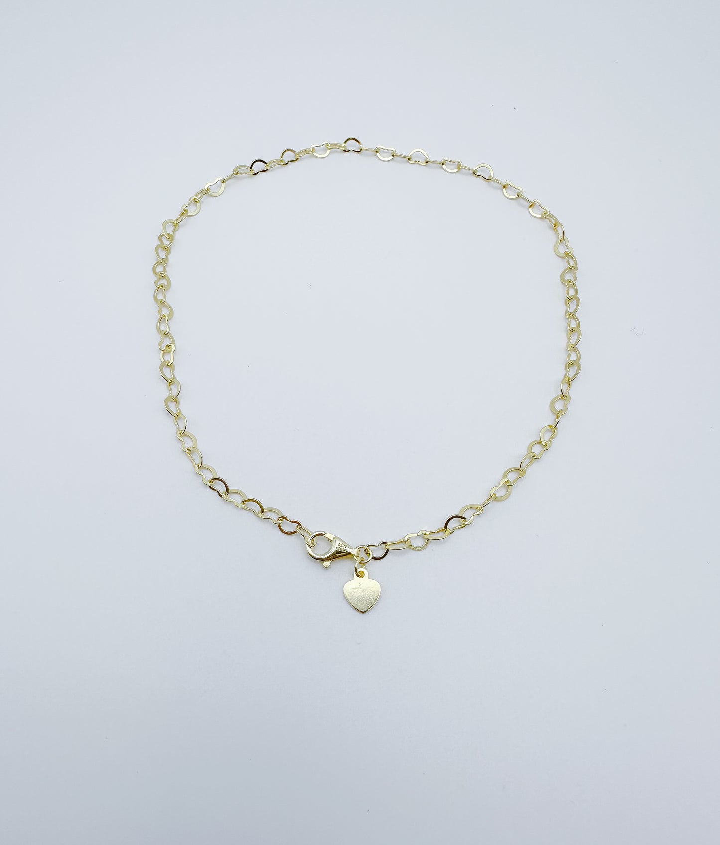 S925 Sterling Silver Heart Bracelet - 14K Gold-Plated