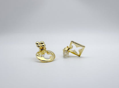 Stylish Asymmetrical Hollow Earrings 14K Gold-Plated