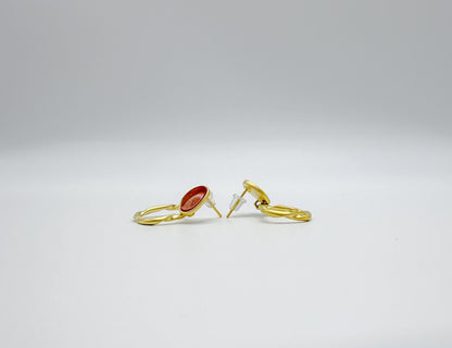 Vintage Hepburn-Style Red Irregular Circle Drop Earrings