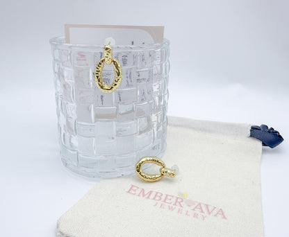 Vintage Baroque 18K Gold-Plated Oval Pendant Earrings