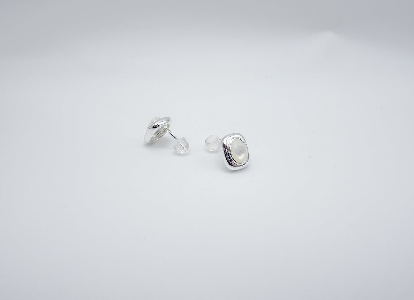 Silver Square Mother-of-Pearl Stud Earrings