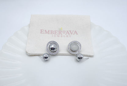 Stylish Natural Agate Earrings with Zircon Accents