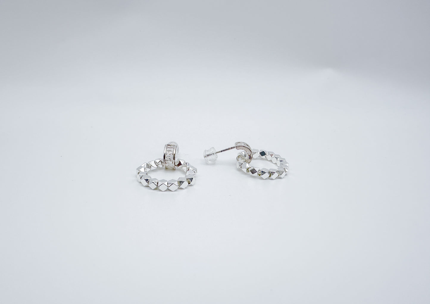 Silver Circle Drop Earrings