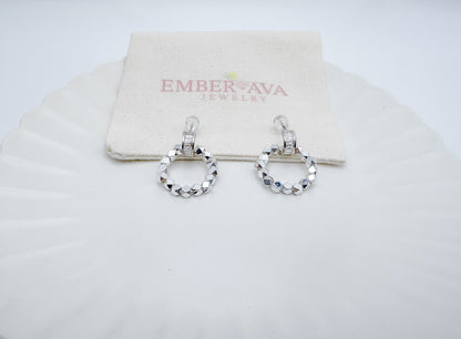 Silver Circle Drop Earrings