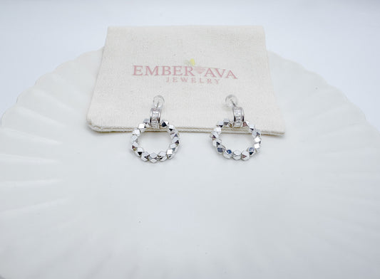 Silver Circle Drop Earrings
