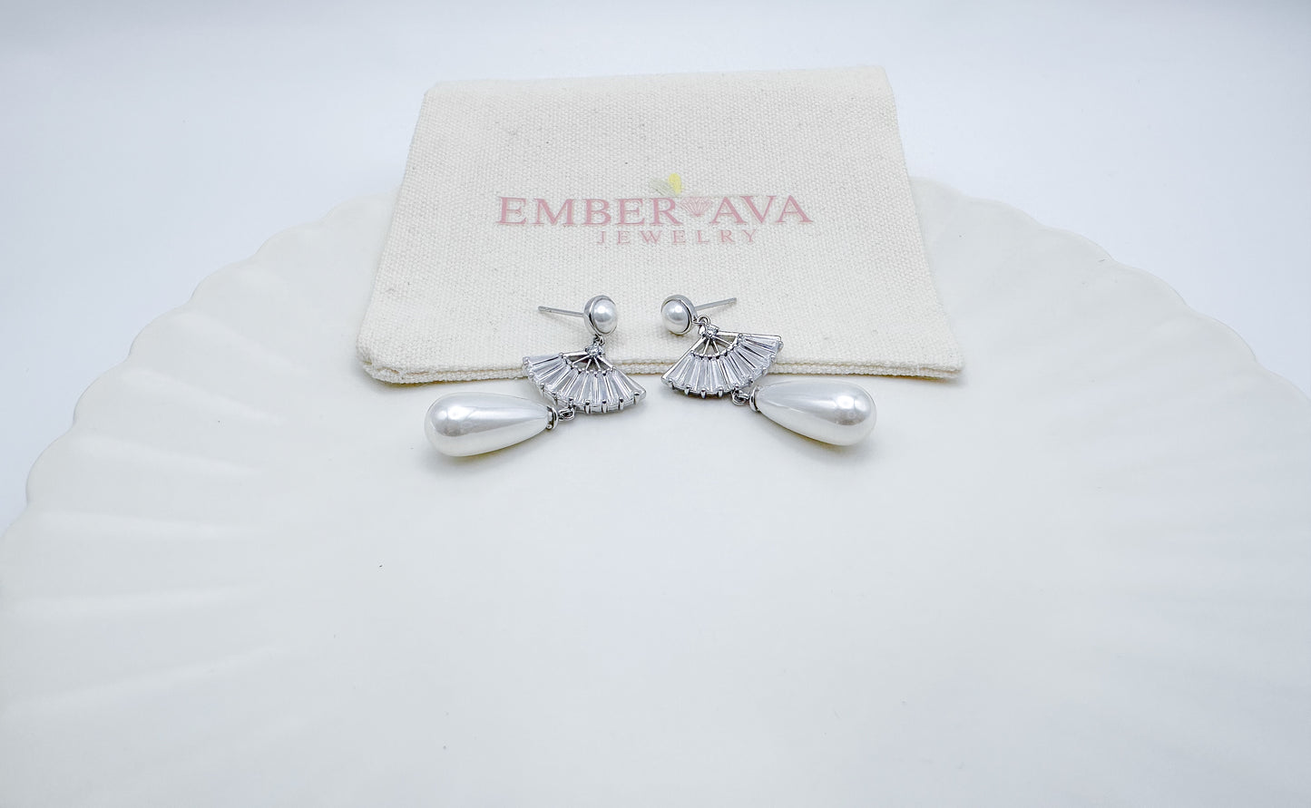 Elegant Fan-Shaped Drop Earrings with ABS Pearls