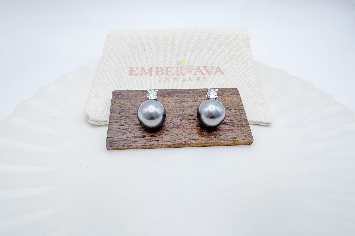 Pearl and Zircon Stud Earrings