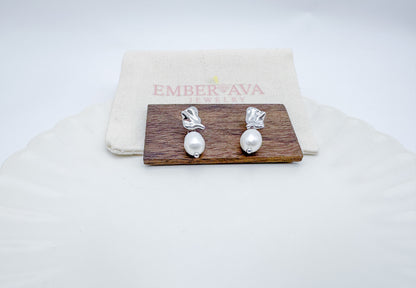 Silver Natural Pearl Drop Earrings