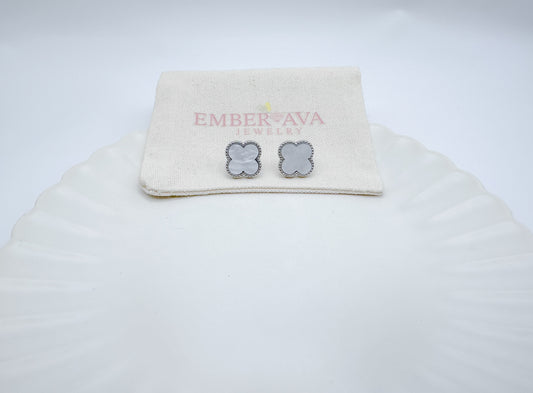 French-Style Four-Leaf Clover Stud Earrings