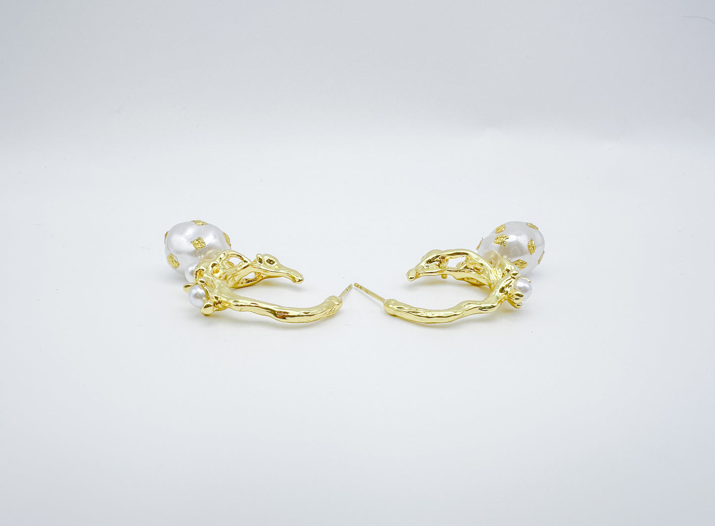 French-Inspired Irregular Gold Foil ABS Pearl Drop Earrings
