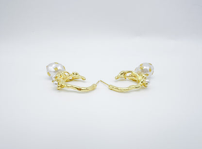 French-Inspired Irregular Gold Foil ABS Pearl Drop Earrings