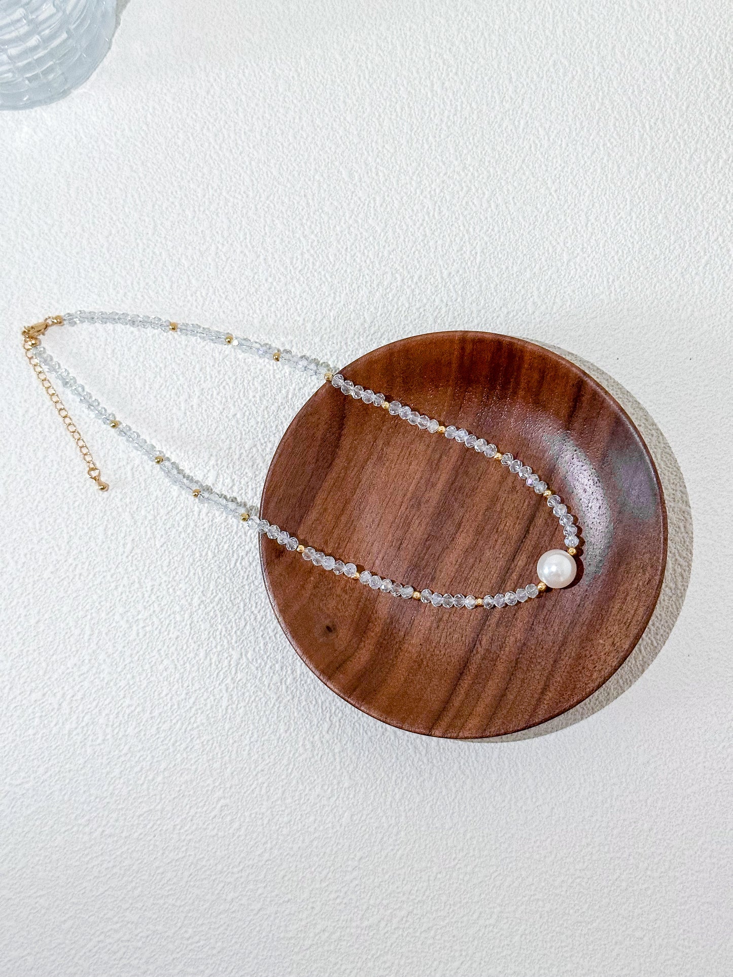 White Crystal Pearl and Clear Crystal Bead Necklace