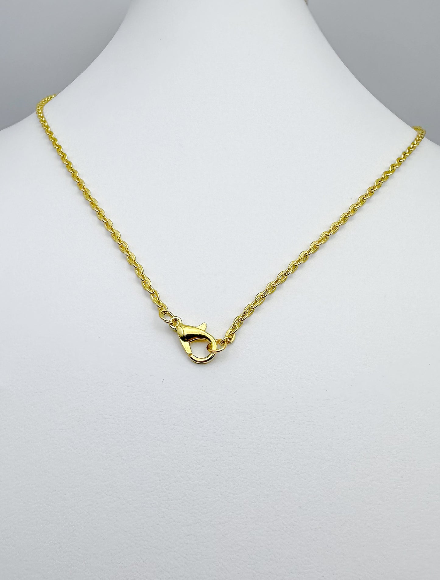Blue Crystal Ball Pendant in Yellow Gold Necklace