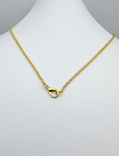 Blue Crystal Ball Pendant in Yellow Gold Necklace