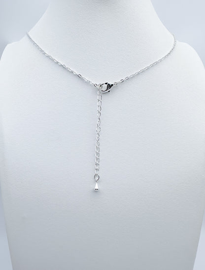 Minimalist Smile Bar Long Necklace – Silver Tone