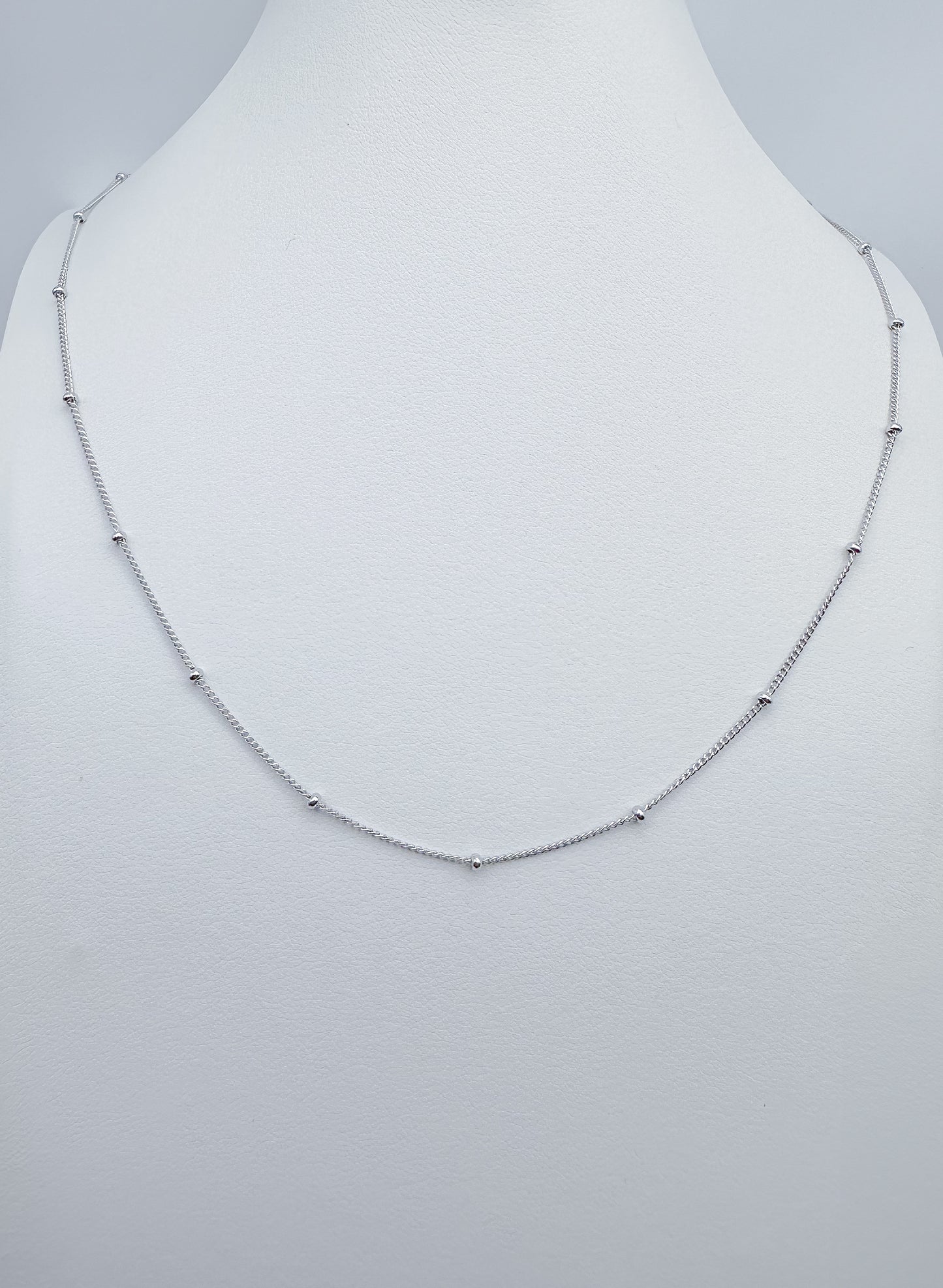 S925 Sterling Silver Beaded Station Necklace