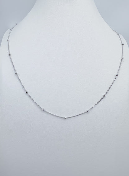 S925 Sterling Silver Beaded Station Necklace