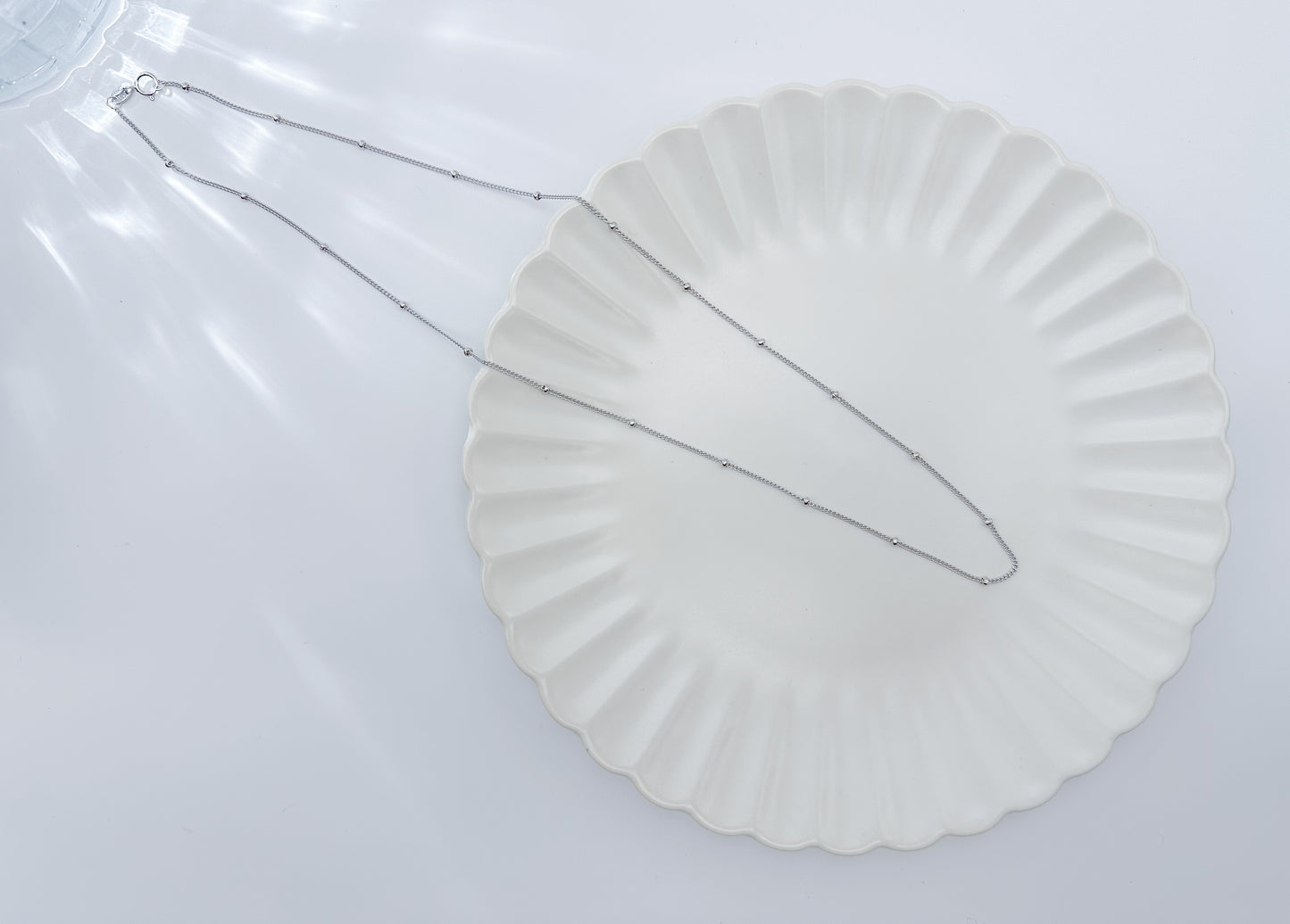 S925 Sterling Silver Beaded Station Necklace